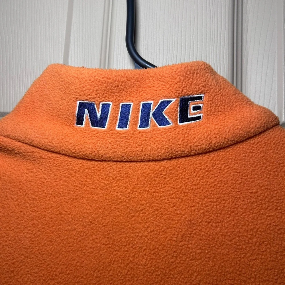 NIKE Adult Large Full Zip‎ Orange Fleece Sleeveless Vest Embroider VIntage